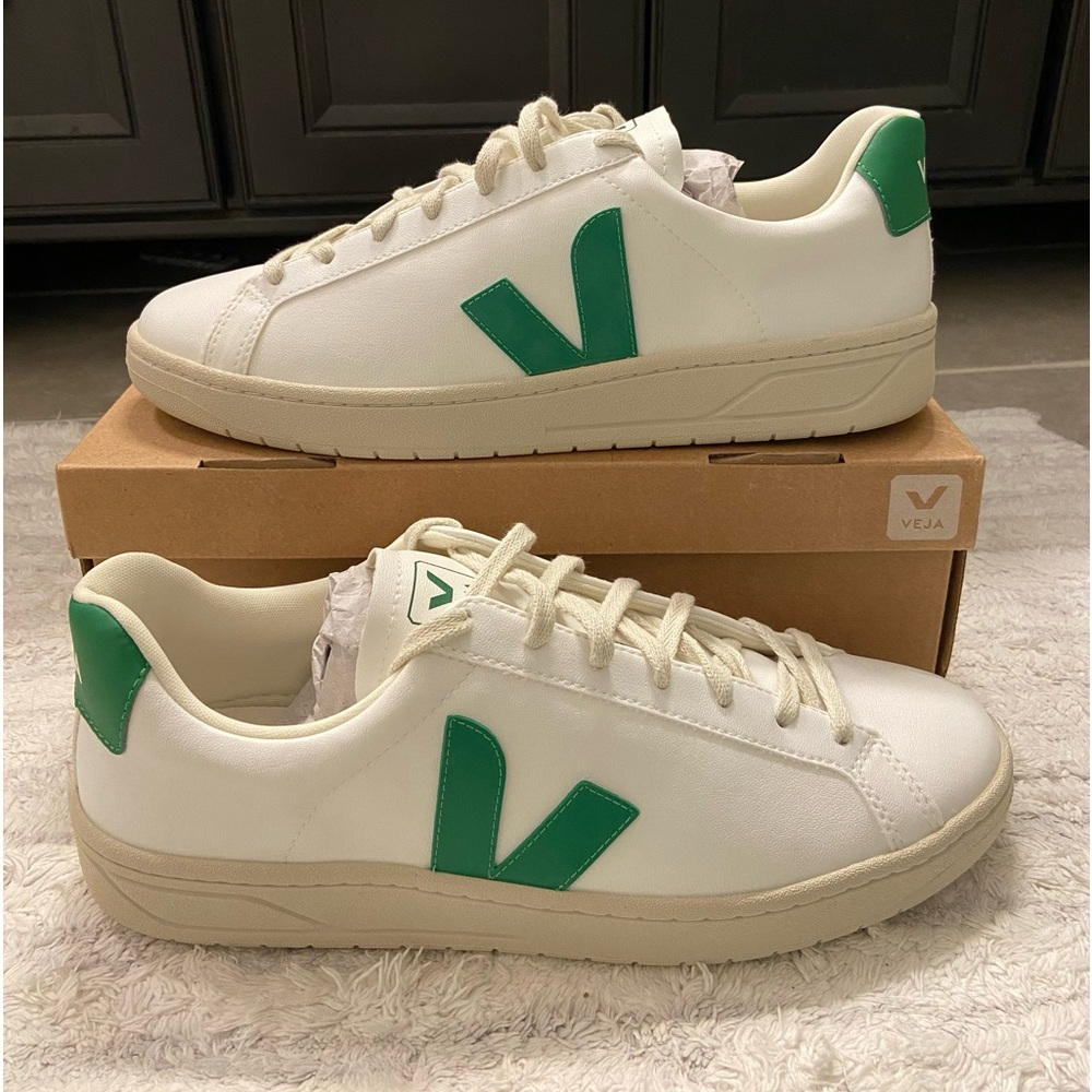 Veja White and Green Sneakers